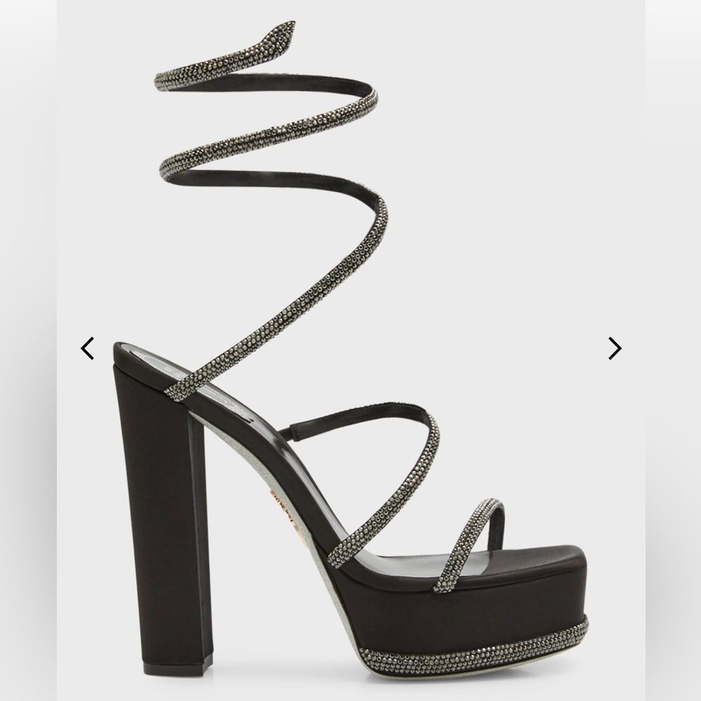 Rene Caovilla Crystal Snake Wrap Platform Cocktail Sandal